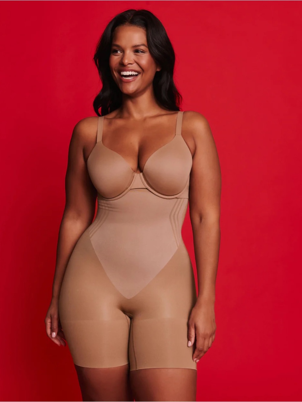 New Rare Color Spanx SPANXsculpt GoFigure High-Waisted Mid Thigh Short Cafe S